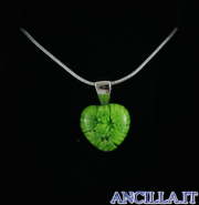 Collana con cuore piccolo stampo murrina verde