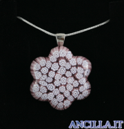 Collana con fiore stampo murrina rosa