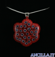 Collana con fiore stampo murrina rosso