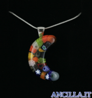 Collana con luna stampo murrina multicolore