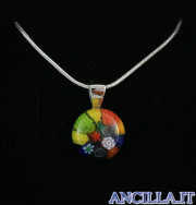 Collana con tondo stampo murrina multicolore