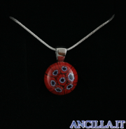 Collana con tondo stampo murrina rosso