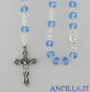 Collana Rosario 5 decine cristallo sfaccettato azzurro