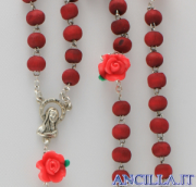 Corona del Rosario legno rosso profumato con pater rosellina rossa