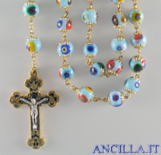 Corona del Rosario mosaico veneziano azzurro e oro
