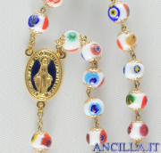 Corona del Rosario murrina veneziana bianco e oro