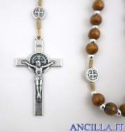 Corona del Rosario ulivo su corda e croce-medaglia di San Benedetto