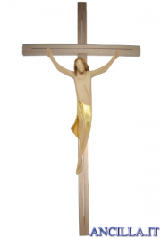 Corpo di Cristo stilizzato (dorato) su croce diritta moderna chiara