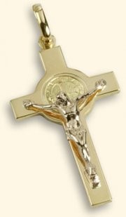 Croce-medaglia di San Benedetto oro 18kt