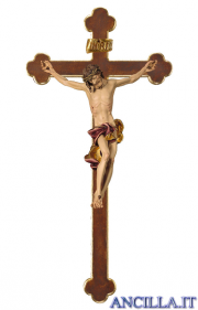 Crocifisso Barocco su croce barocca (rosso)