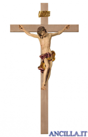 Crocifisso Barocco su croce liscia (rosso)