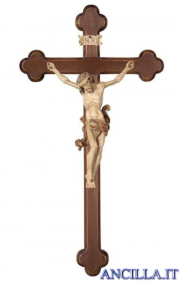 Crocifisso Leonardo brunito 3 colori - croce barocca scura