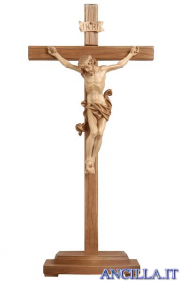 Crocifisso Leonardo brunito 3 colori - croce diritta con base