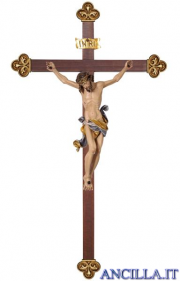 Crocifisso Leonardo dipinto a olio - croce barocca