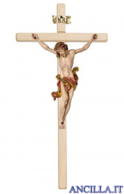 Crocifisso Leonardo dipinto a olio - croce diritta chiara
