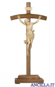 Crocifisso Leonardo naturale - croce curva con base