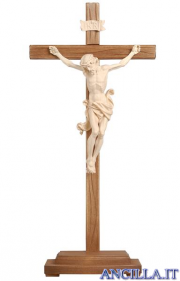 Crocifisso Leonardo naturale - croce diritta con base