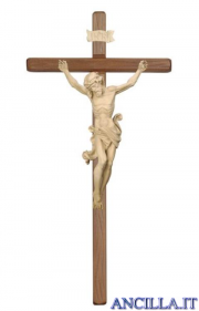 Crocifisso Leonardo naturale - croce diritta scura