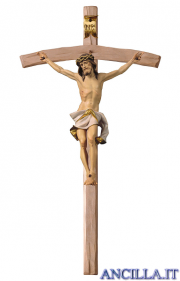 Crocifisso Nazareno dipinto a olio (bianco) - croce curva