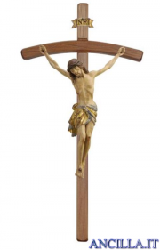Crocifisso Siena anticato oro zecchino - croce curva scura