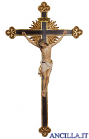 Crocifisso Siena dipinto a olio - croce barocca con raggi