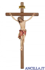 Crocifisso Siena dipinto a olio - croce diritta scura