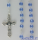Corona del Rosario in ottone argentato con grani in vetro tondo celeste