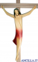 Corpo di Cristo stilizzato (rosso) su croce diritta moderna chiara