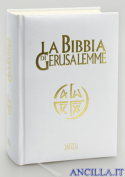 La Bibbia di Gerusalemme elegante similpelle bianca