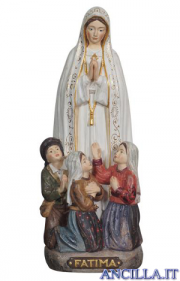 Madonna di Fatima con i tre pastorelli mod.2 rifinitura antica con oro zecchino