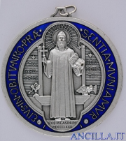 Medaglia di San Benedetto smaltata argentata