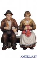 Nonni seduti sulla panca Kostner serie 16 cm