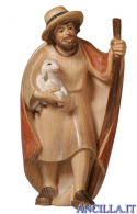 Pastore con bastone e agnello in braccio Pema serie 15 cm