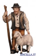Pastore con pecora e bastone Mahlknecht serie 9,5 cm