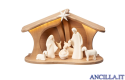 Presepio Leonardo Capanna Luce per Sacra Famiglia con led - 9 pezzi Naturale