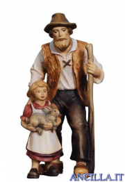 Pastore con bambina e coniglio Kostner serie 9,5 cm