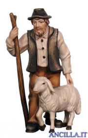 Pastore con pecora e bastone Mahlknecht serie 12 cm