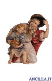 Pastore inginocchiato con bambino Mahlknecht serie 9,5 cm