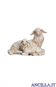 Pecora sdraiata con agnello Rainell serie 15 cm