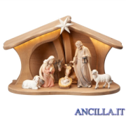 Presepio Avvento Capanna Luce per Sacra Famiglia con led - 9 pezzi