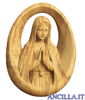 Rilievo Madonna di Fatima in legno d'ulivo