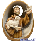 San Francesco con agnello e colomba mezzobusto
