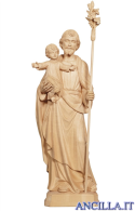 San Giuseppe con Bambino e giglio modello 4 legno naturale