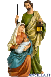 Sacra Famiglia con lanterna pasta di legno