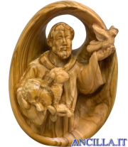 San Francesco in legno d'ulivo mezzobusto