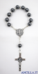 Undicina in ematite con croce e medaglia di San Benedetto
