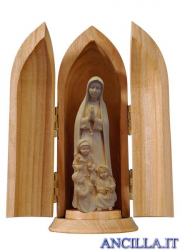 Madonna di Fatima con i tre pastorelli mod.1 legno naturale