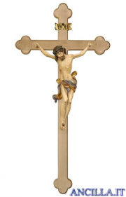Crocifisso Leonardo anticato oro zecchino - croce barocca chiara