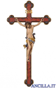 Crocifisso Leonardo dipinto a olio - croce oro barocca