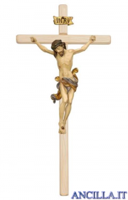 Crocifisso Leonardo anticato oro zecchino - croce diritta chiara